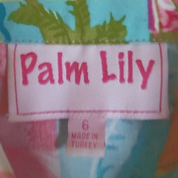 Palm Lilly Patchwork Resort Flamingo Boat Print Button 3/4 Sleeve Blouse, Size 6 - Picture 13 of 16